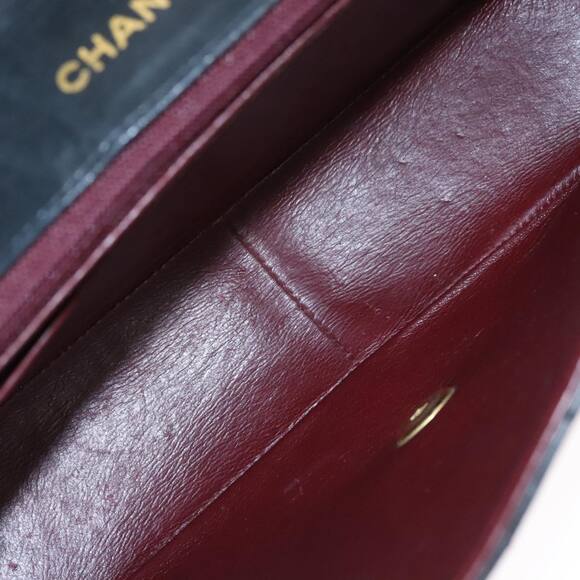 CHANEL Matelasse Turn Lock Chain Shoulder Bag Lamb Skin Black CC - Picture 10 of 16